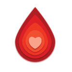 Blood drop art with heart in the center