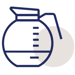 icon of a coffee pot with an offset grey circle