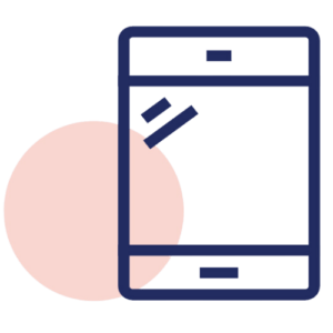 icon of smartphone with an offset pink circle