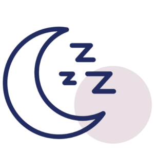 icon of a moon with Z's and an offset lavender circle