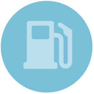blue icon of a gas pump fuel symbol