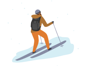 uphill skiing illustration example of flurries of fun