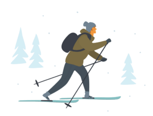 cross-country skiing illustration example of flurries of fun