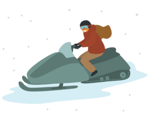 snowmobiling illustration example of flurries of fun