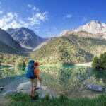 Man hiking in beautiful Fann mountains